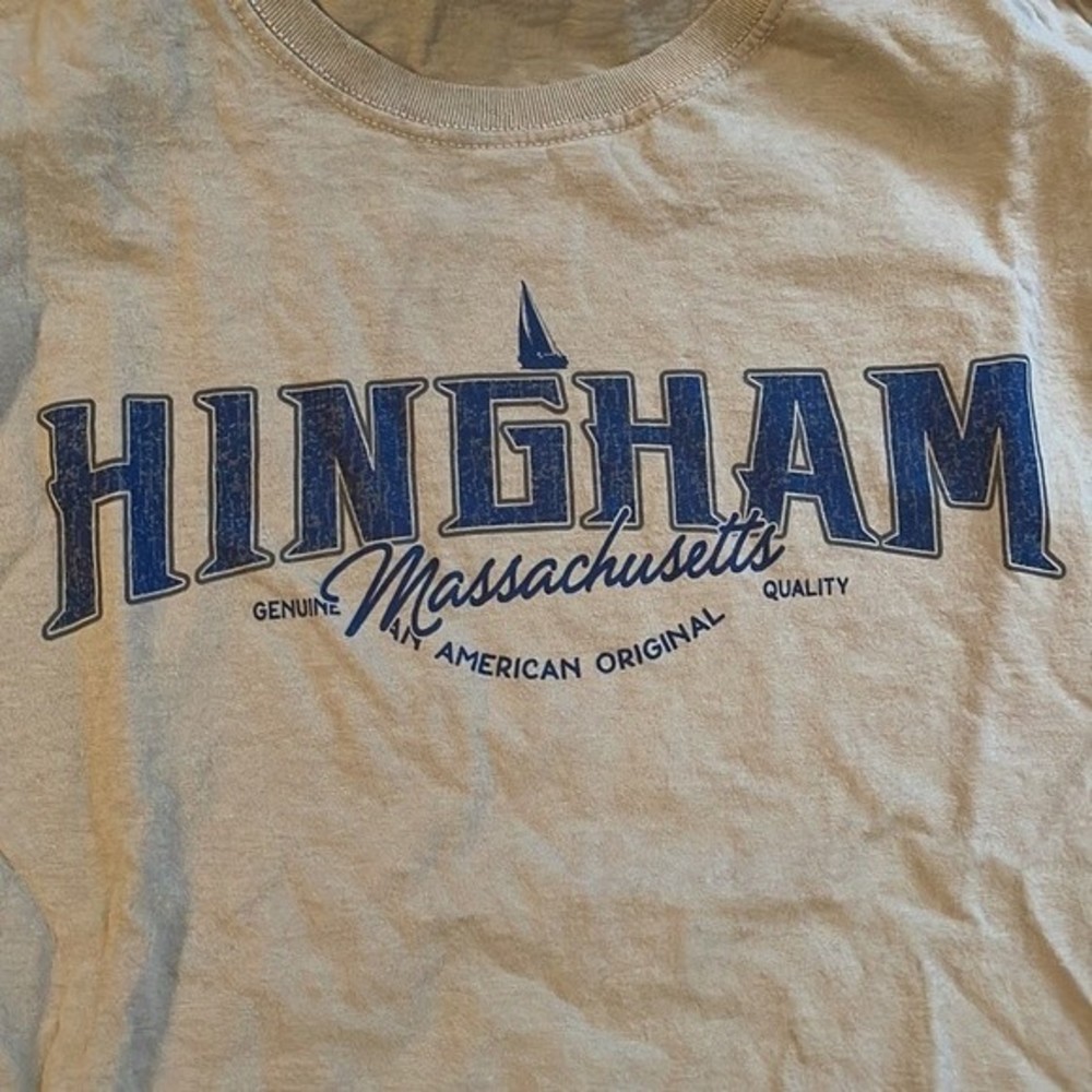 Hingham MA Fruit of the Loom Taupe Cotton T-Shirt - Picture 3 of 5